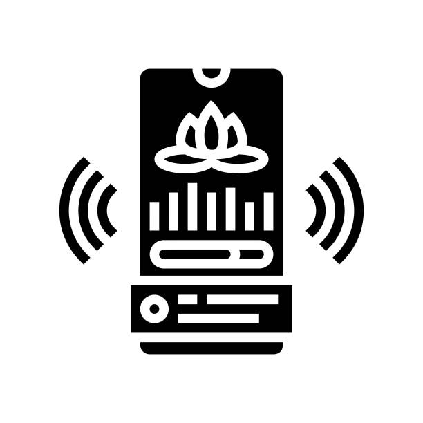 应用程序在线瑜伽放松符号图标矢量插图图片下载