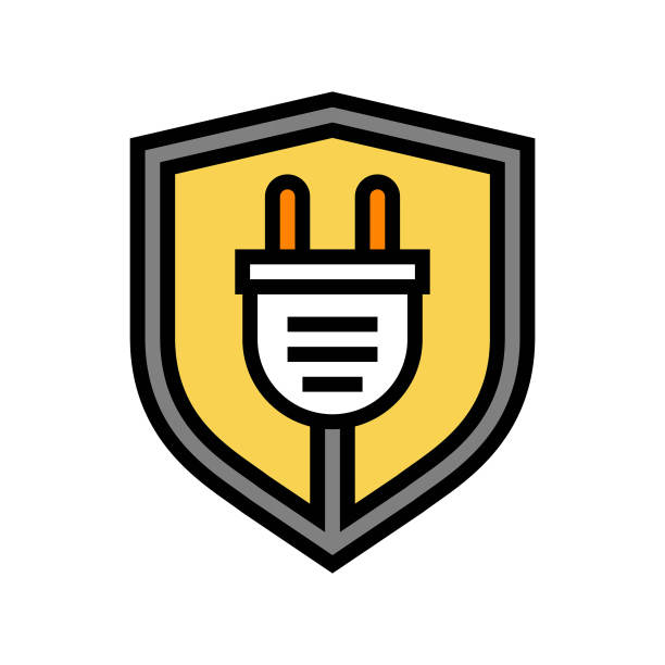 安全用电彩色图标矢量说明图片下载