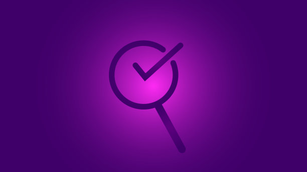 放大镜上的滴答图标说明背景。图片下载