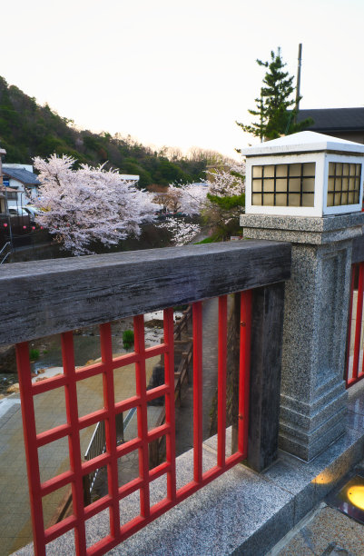 有马温泉区春天樱花盛开。图片下载