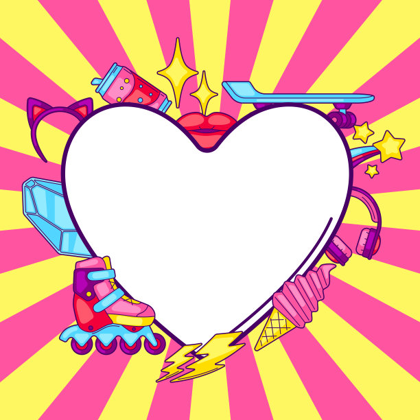 背景与时尚少女项目。丰富多彩的青少年插画。卡通风格的创意女孩符号。图片下载