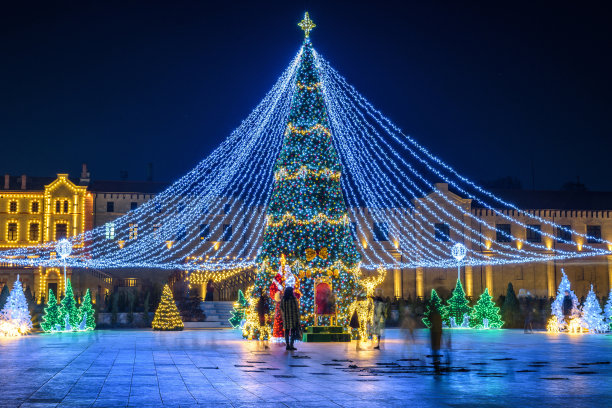 Mimi城堡院子里的圣诞树图片下载