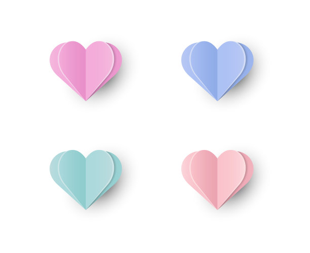 剪纸心形图标收集。纸装饰。情人节、母亲节和妇女节的爱情象征。矢量图图片下载