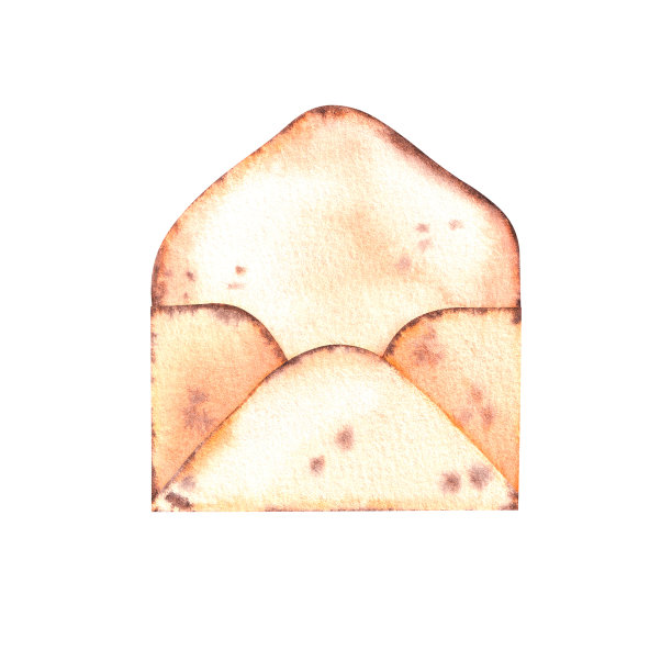 水彩复古工艺信封上的白色背景图片下载