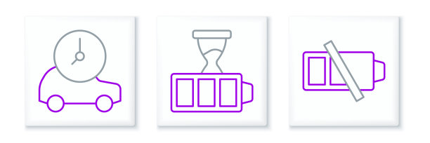 设置线路低电量，电动汽车和电池充电图标。向量图片下载