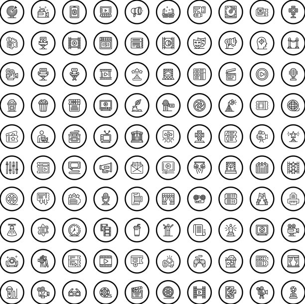 100个演员图标设置轮廓样式图片下载