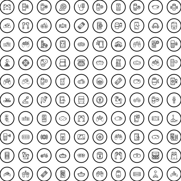100个设备图标设置轮廓样式图片下载