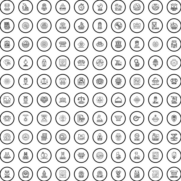100个标志图标设置轮廓样式图片下载