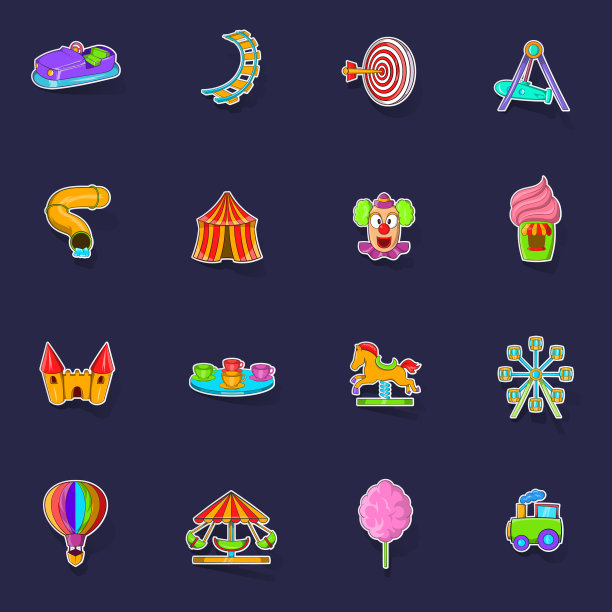 游乐园图标集贴纸图片下载