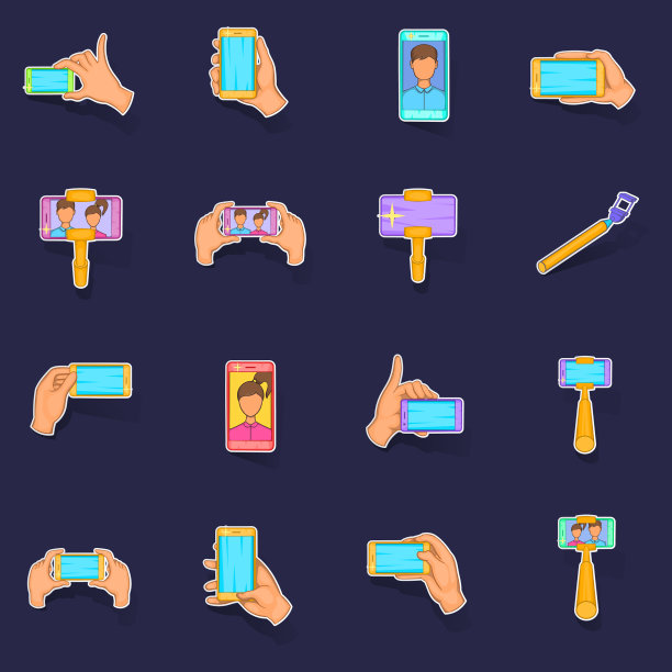 自拍图标套装贴纸图片下载