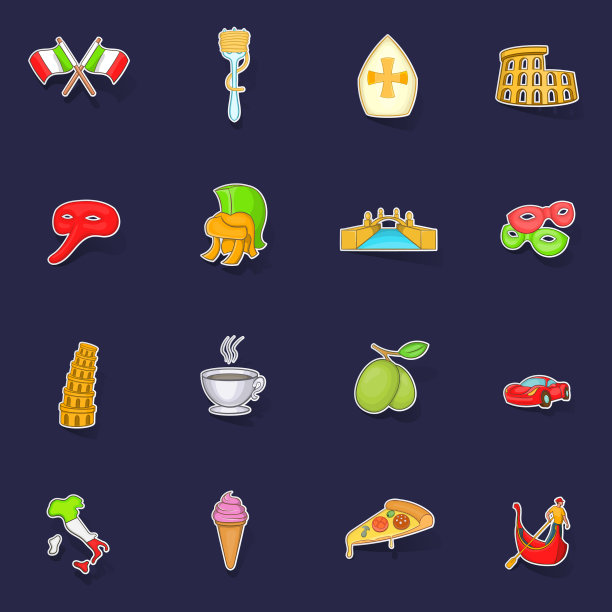 意大利图标套装贴纸图片下载