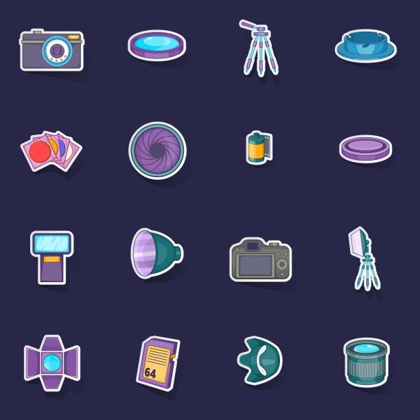 照相馆图标集贴纸图片下载