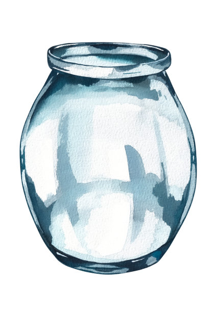 白底水彩玻璃空瓶图片下载