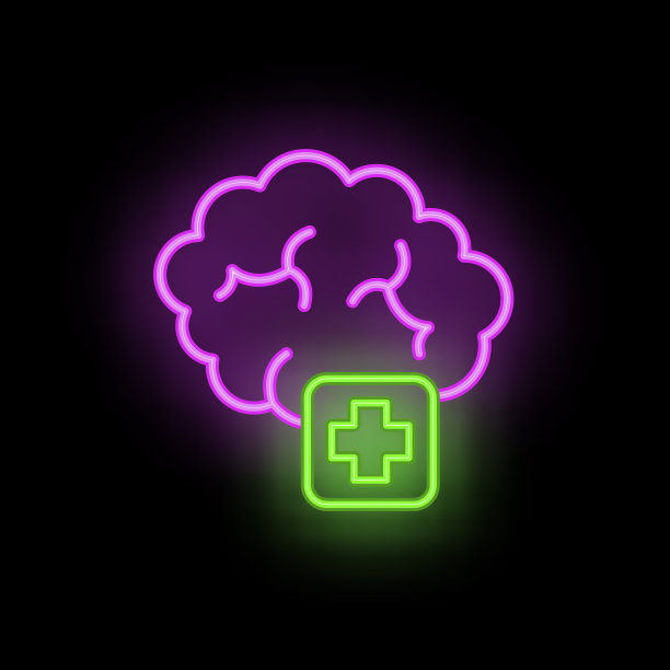 大脑护理图标霓虹灯图片下载