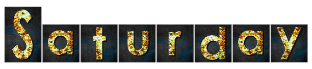 星期六。用生锈的铁字母拼成的字。孤立在白色背景上。一周的天数概念。设计图片下载