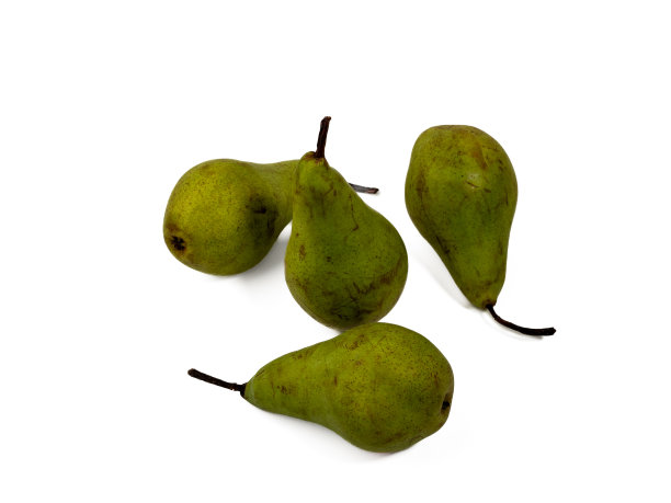 白色背景上孤立的绿色梨。梨果实。图片下载