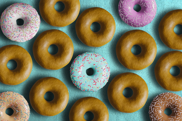 三维粉色甜甜圈孤立在白色图片下载