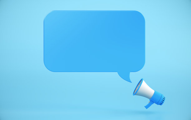 空谈泡泡和扩音器宣布在蓝色背景的股票照片图片下载