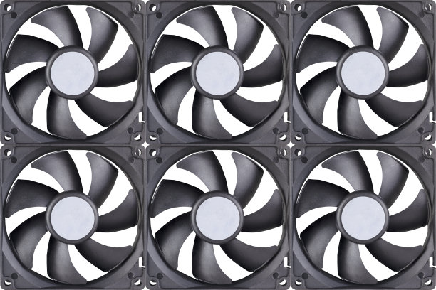 六个黑色塑料电脑风扇图片下载