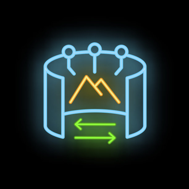 山地虚拟旅游图标霓虹灯图片下载