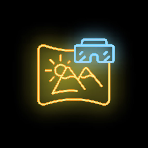 虚拟旅行耳机图标霓虹灯图片下载