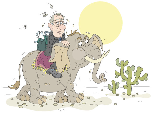 疲惫的政府官员骑着大象旅行图片下载