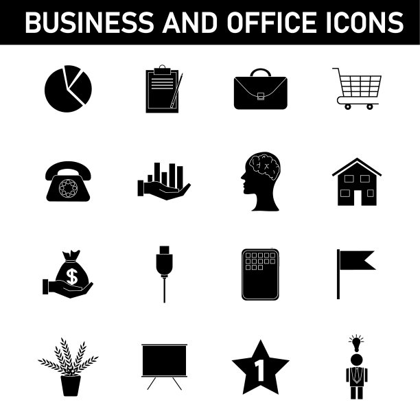 一组简单的业务图标图片下载