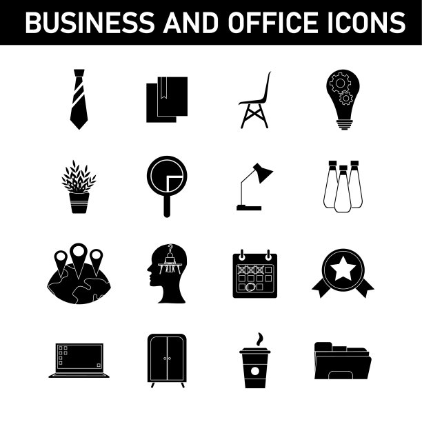 一组简单的业务图标图片下载