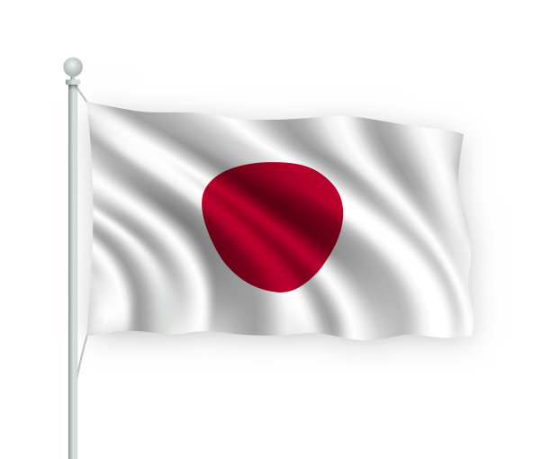 三维挥舞旗帜日本孤立的白色背景。图片下载