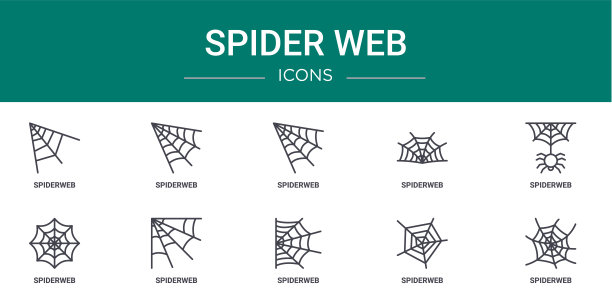 10个大纲网络蜘蛛网络图标，如蜘蛛网，蜘蛛网，蜘蛛网，矢量图标的报告，演示，图表，网页设计，移动应用程序图片下载