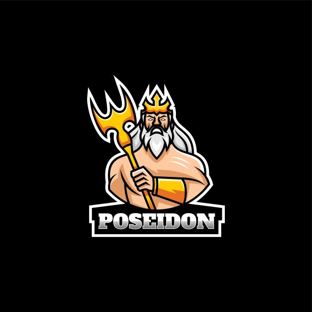 矢量插图波塞冬电子竞技和体育风格。图片下载