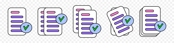 文件图标。业务图标。确认或批准的文件。线性风格象形图矢量孤立的背景。图片下载