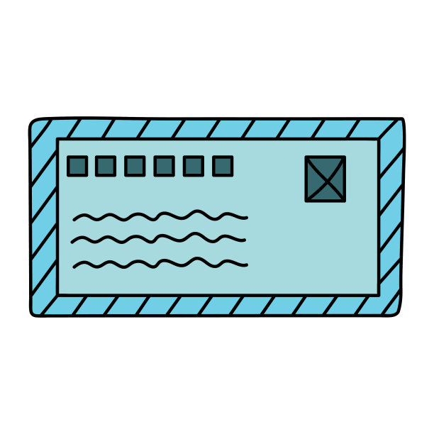 在信封上涂邮票。邮政的元素。邮件图标。图片下载