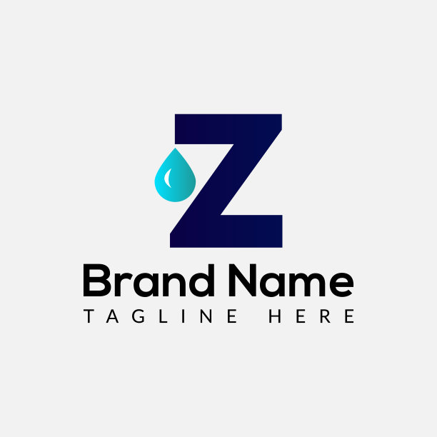 在字母Z模板上滴Logo。滴上Z字母，初始水滴符号概念图片下载