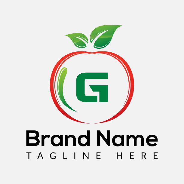 字母G标志上的苹果标志。苹果图标与logo概念图片下载