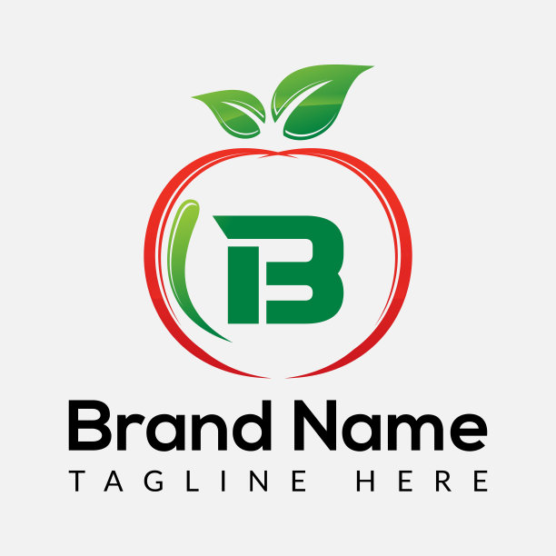 字母B上的苹果标志。苹果图标与logo概念图片下载