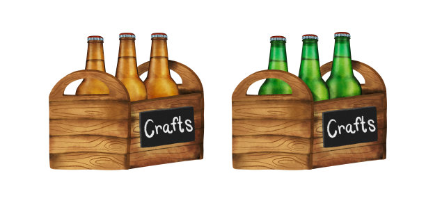 玻璃杯啤酒杯工艺酒精饮料元素酒吧酒吧水彩插图为标志旗帜印刷图片下载