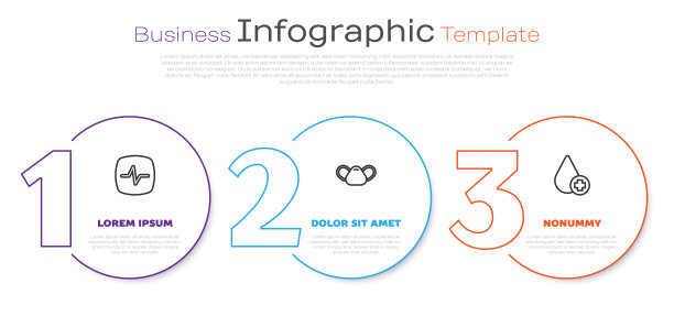 设置线心率，医用防护口罩和献血。业务信息图模板。向量图片下载