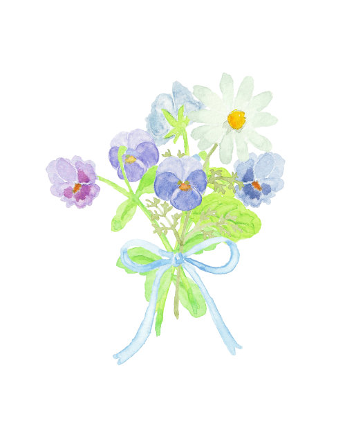 水彩画的春天的花束图片下载