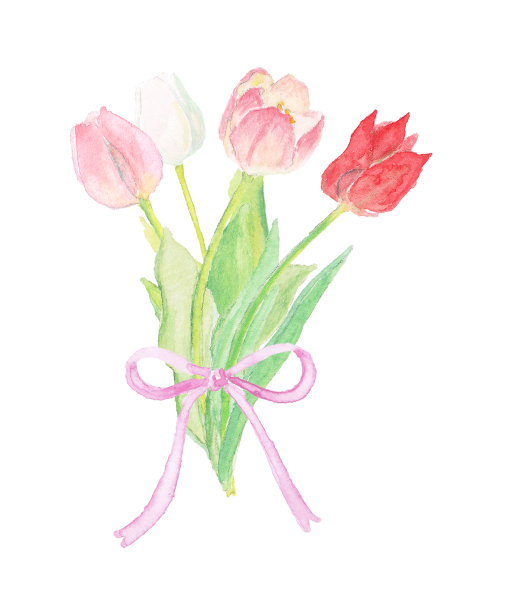水彩画的春天的花束图片下载
