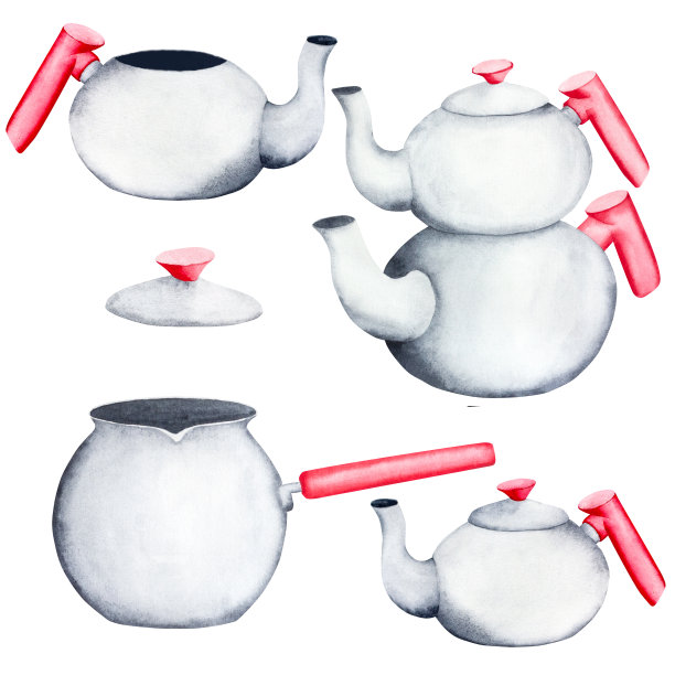 土耳其茶壶，茶壶，土耳其人和盖子。水彩插图孤立的背景。可以用于您的设计卡片、海报、印刷品吗图片下载