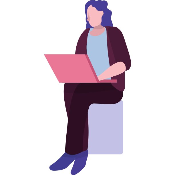 女人在笔记本电脑上工作矢量图标在白色图片下载