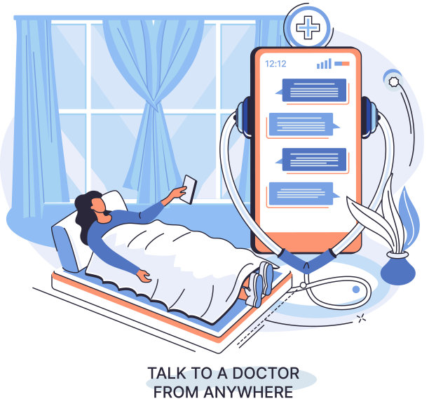 在线医疗服务隐喻，咨询网站和移动应用，随时随地与医生交谈图片下载