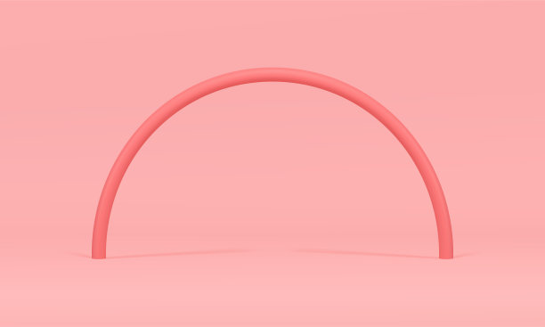 粉红色弯曲杆拱门建筑装饰元素3d显示现实矢量插图图片下载