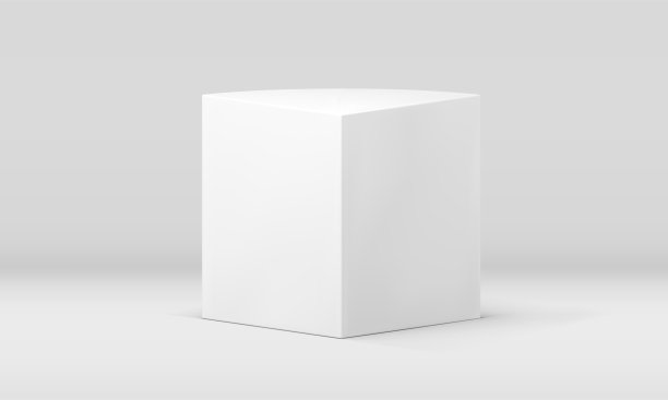 白色三维盒子对称裙台几何结构展示基础舞台逼真矢量图片下载