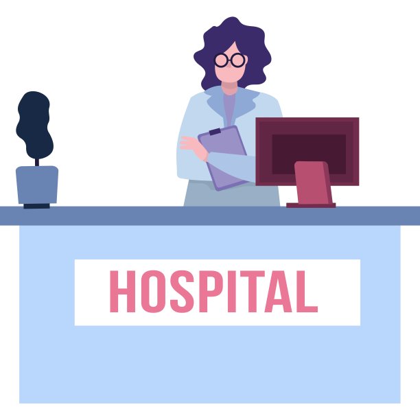 医院前台图标平矢医生在办公桌前图片下载