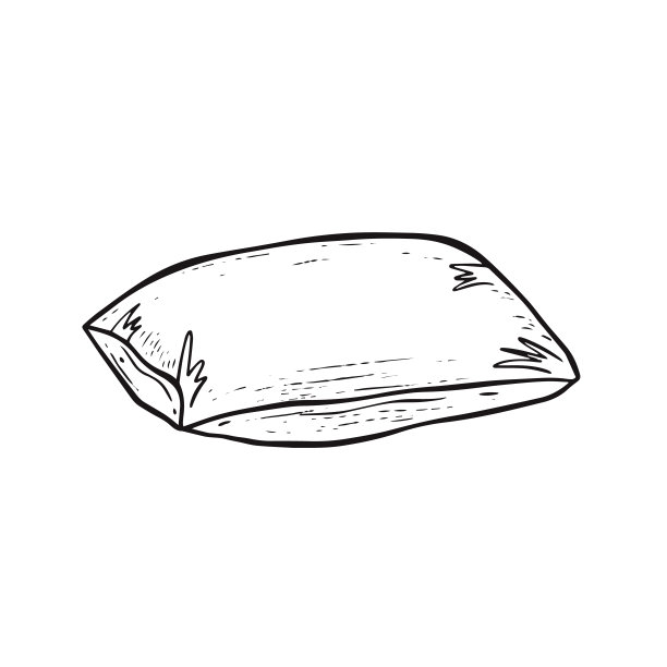 枕头手绘黑色轮廓素描矢量艺术插图。图片下载