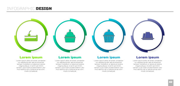 设置樱桃芝士蛋糕，蛋糕和果冻。业务信息图模板。向量图片下载