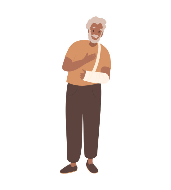 资深黑人男子，手骨折，打着石膏图片下载