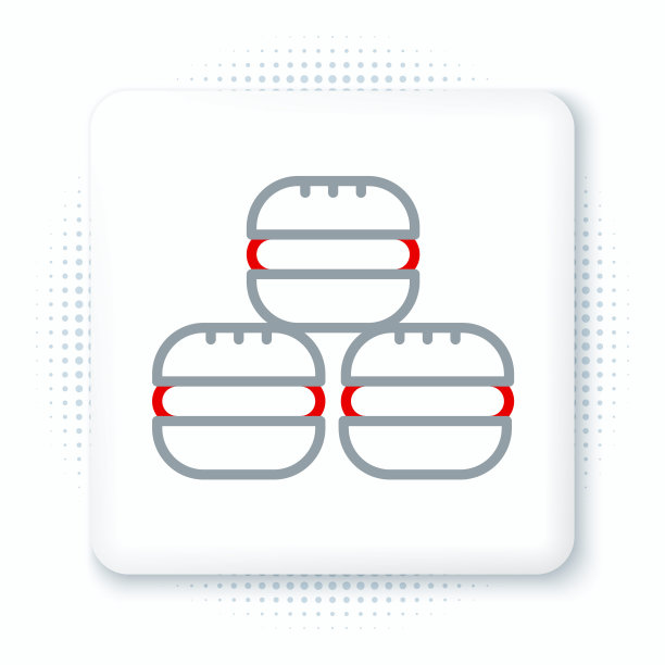 线条马卡龙饼干图标孤立在白色背景上。马卡龙蛋糕店。彩色轮廓概念。向量图片下载